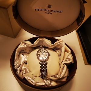 Frederique Constant Oval Steel Watch with diamonds